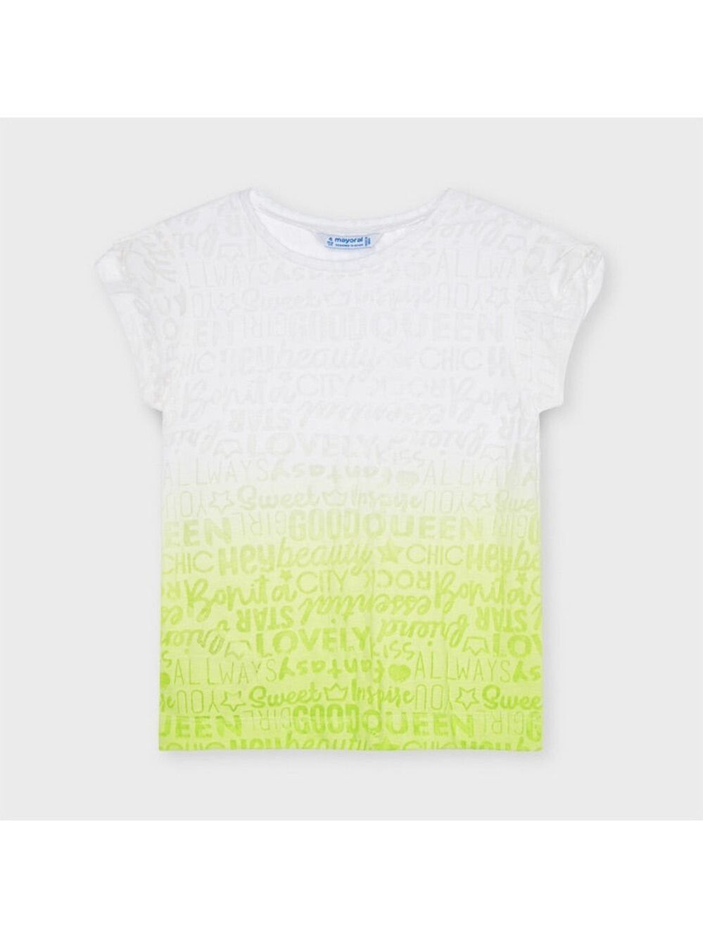 Size 6 Girls Mayoral White and Green Graphic Tee